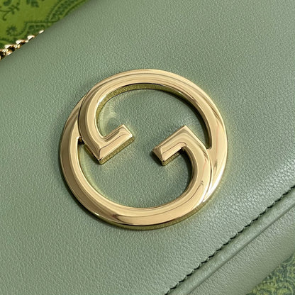 Gucci BLONDIE SHOULDER BAG 21 IN GREEN CALFSKIN GOLD HARDWARE