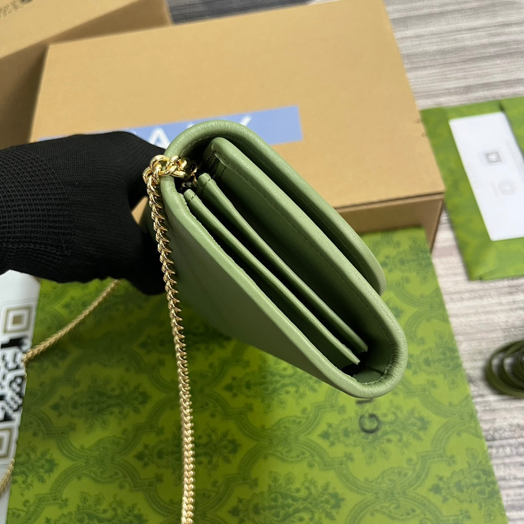 Gucci BLONDIE SHOULDER BAG 21 IN GREEN CALFSKIN GOLD HARDWARE