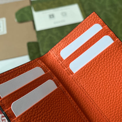 Gucci CARD HOLDER 12 IN ORANGE EMBOSSED CALFSKIN