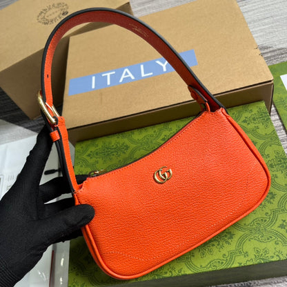 Gucci APHRODITE MINI 21 SHOULDER BAG IN ORANGE RED CALFSKIN
