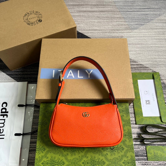 Gucci APHRODITE MINI 21 SHOULDER BAG IN ORANGE RED CALFSKIN
