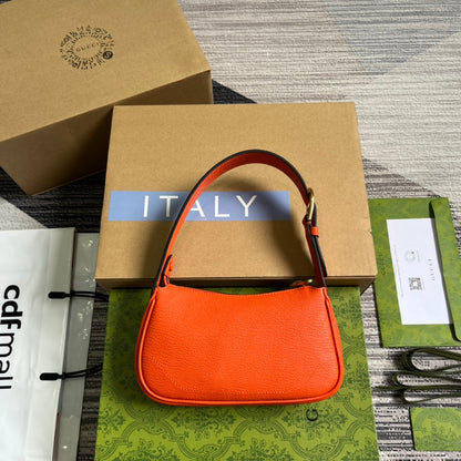Gucci APHRODITE MINI 21 SHOULDER BAG IN ORANGE RED CALFSKIN