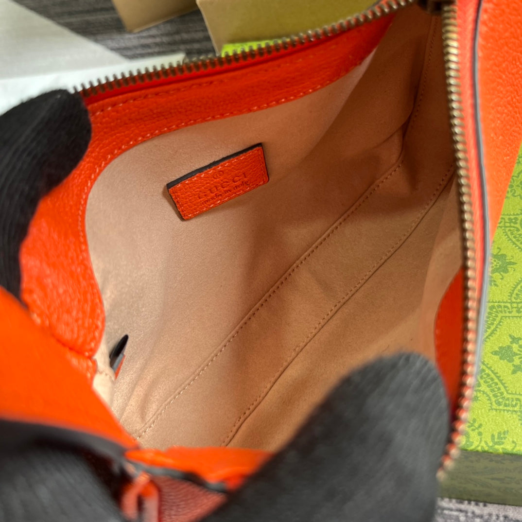 Gucci APHRODITE MINI 21 SHOULDER BAG IN ORANGE RED CALFSKIN