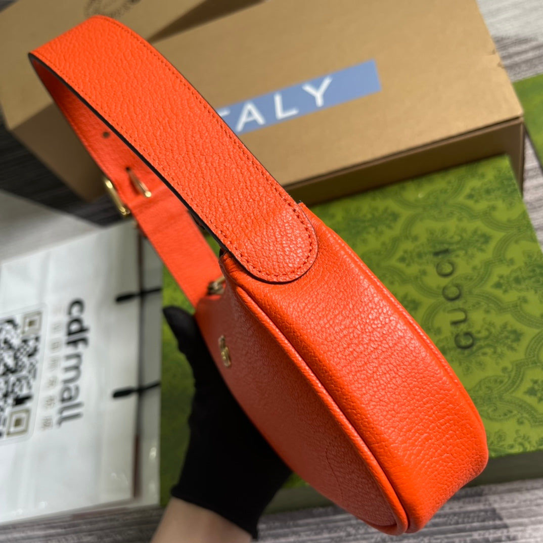 Gucci APHRODITE MINI 21 SHOULDER BAG IN ORANGE RED CALFSKIN