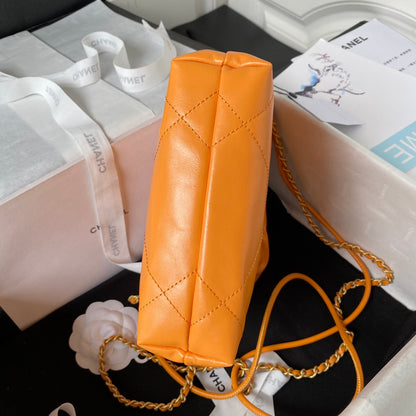 CHANEL 24S Hobo 22 Bag 20cm Orange Lambskin