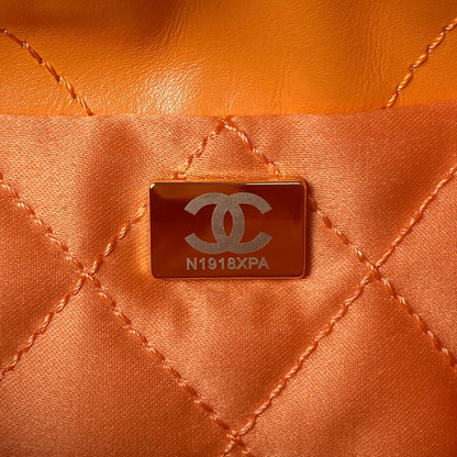 CHANEL 24S Hobo 22 Bag 20cm Orange Lambskin