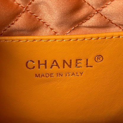 CHANEL 24S Hobo 22 Bag 20cm Orange Lambskin