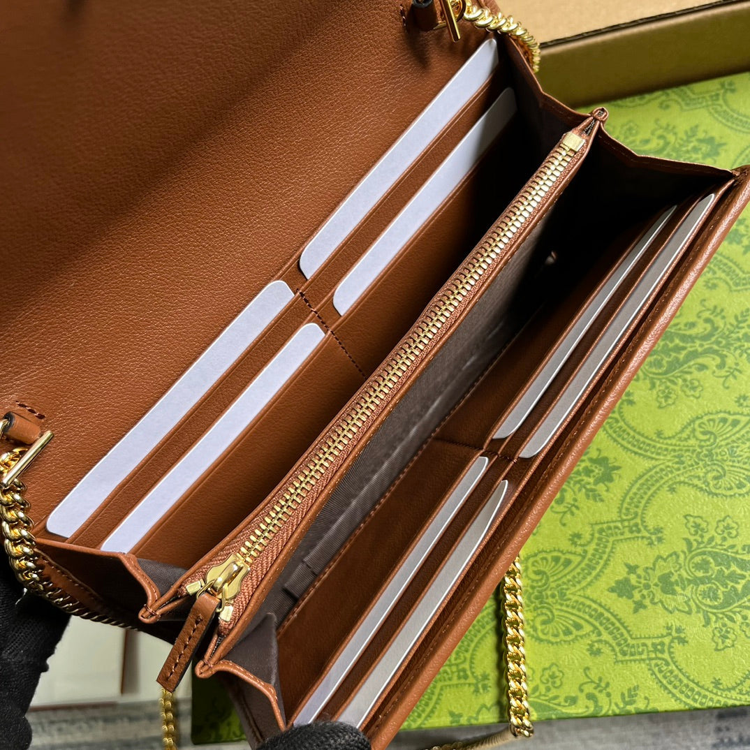 Gucci BLONDIE SHOULDER BAG 21 IN BRONZE BROWN CALFSKIN GOLD HARDWARE