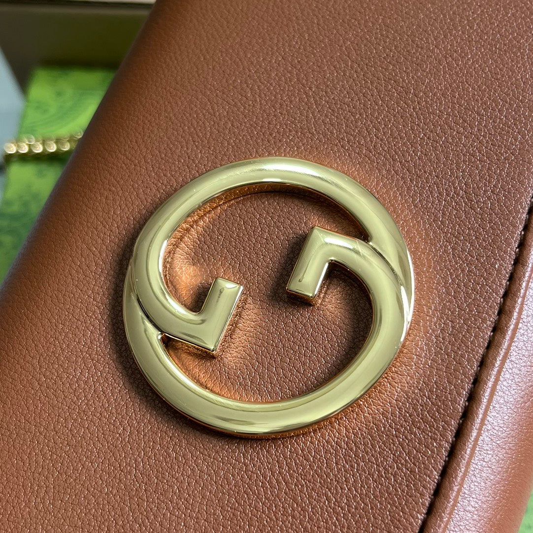 Gucci BLONDIE SHOULDER BAG 21 IN BRONZE BROWN CALFSKIN GOLD HARDWARE