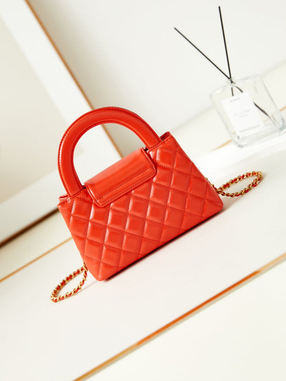 CHANEL 24a nano 19cm kelly shopper bag hot orange lambskin