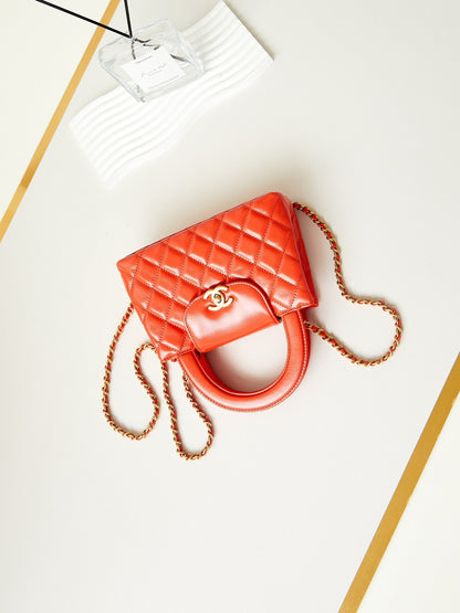 CHANEL 24a nano 19cm kelly shopper bag hot orange lambskin