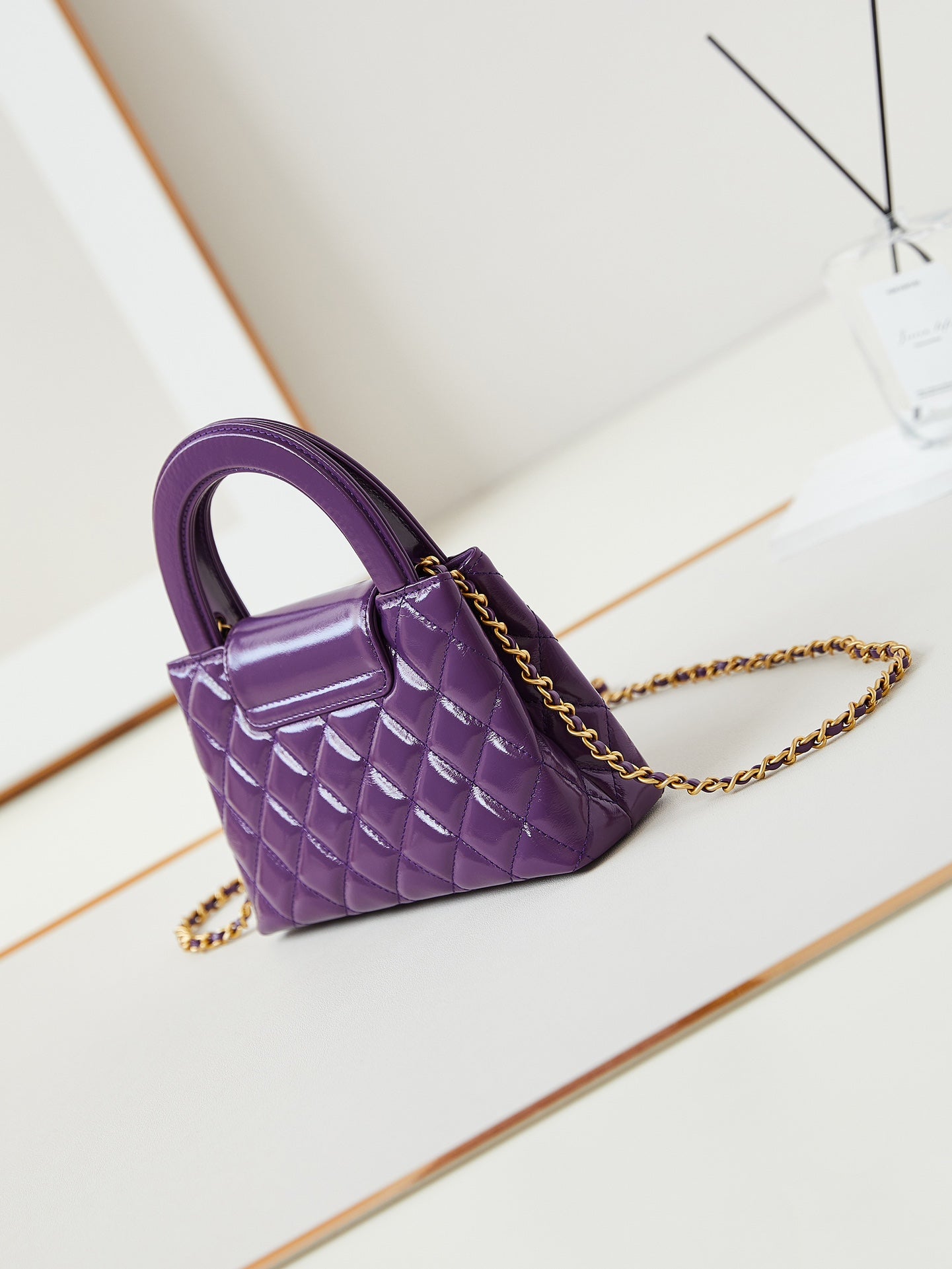 CHANEL 24a nano 19cm kelly shopper bag purple lambskin