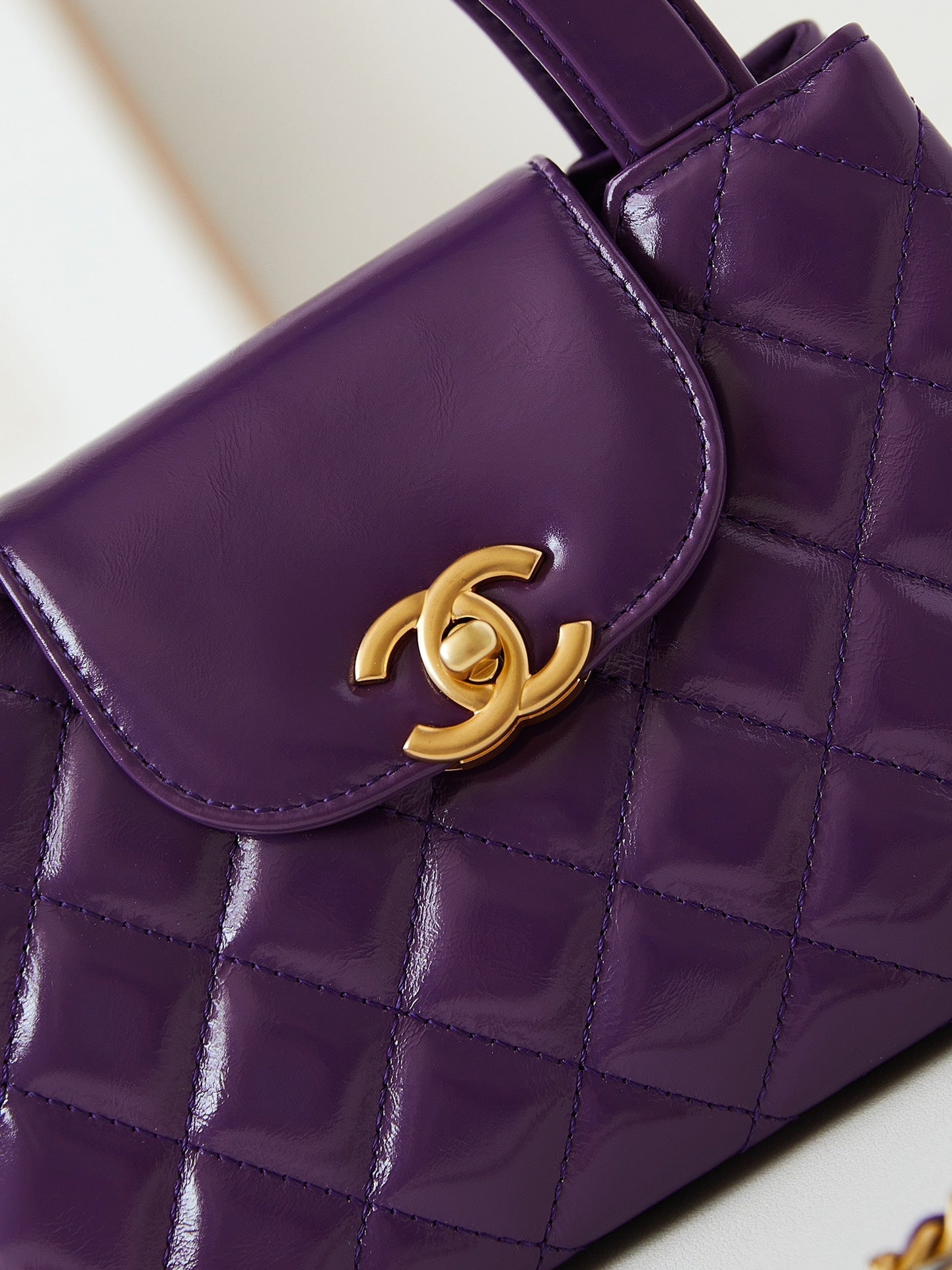 CHANEL 24a nano 19cm kelly shopper bag purple lambskin