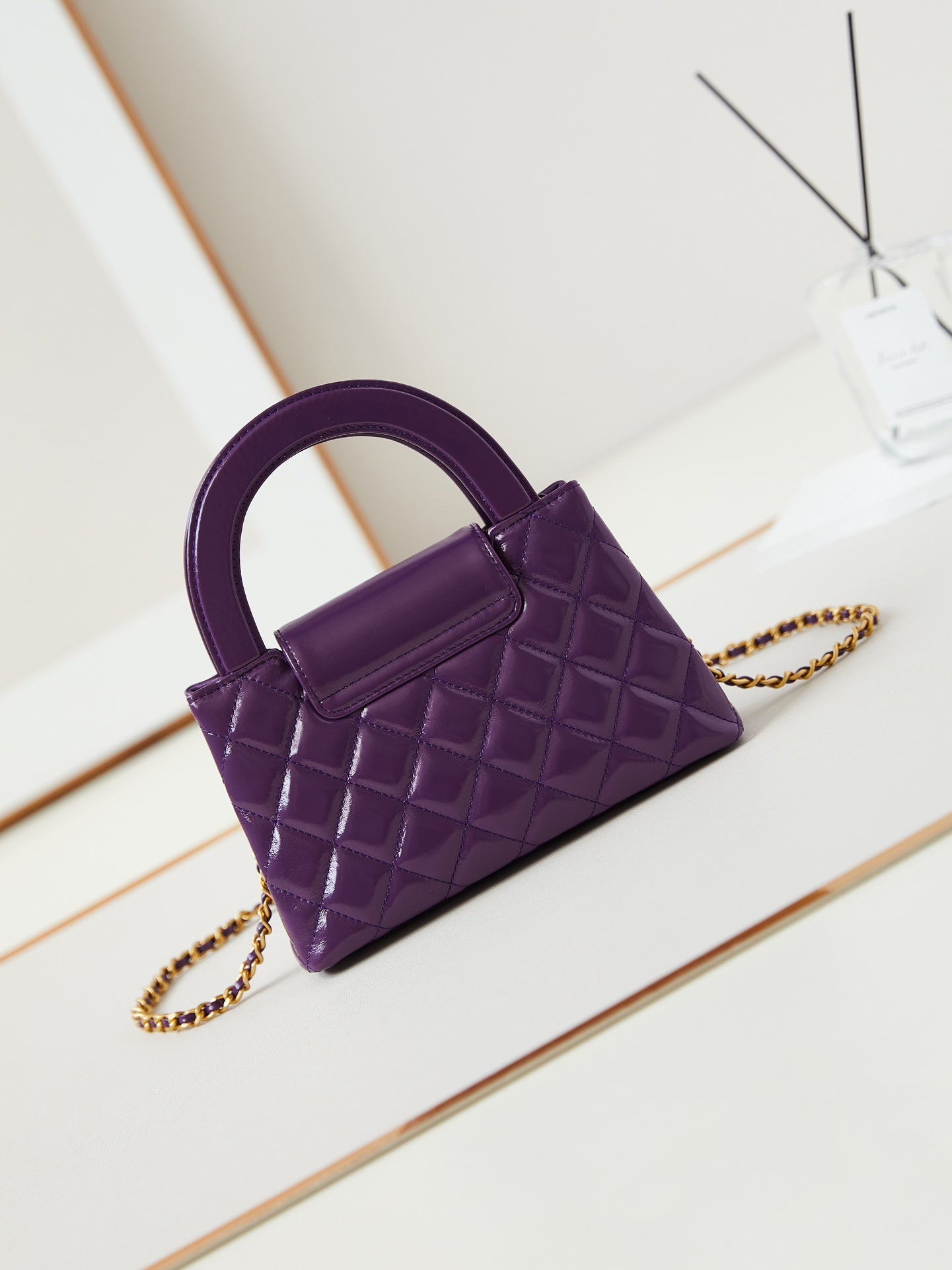 CHANEL 24a nano 19cm kelly shopper bag purple lambskin