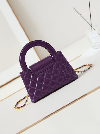 CHANEL 24a nano 19cm kelly shopper bag purple lambskin
