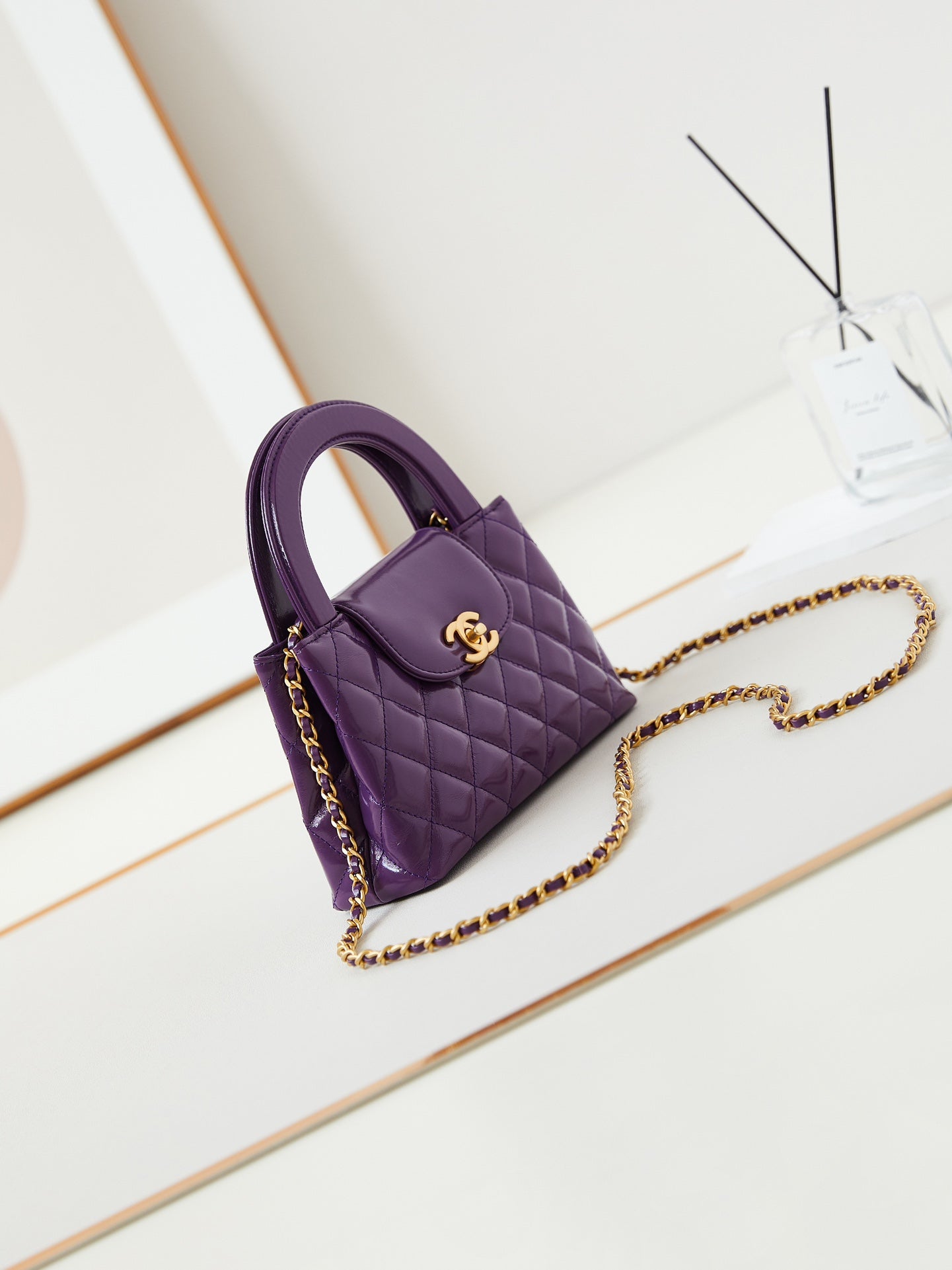 CHANEL 24a nano 19cm kelly shopper bag purple lambskin
