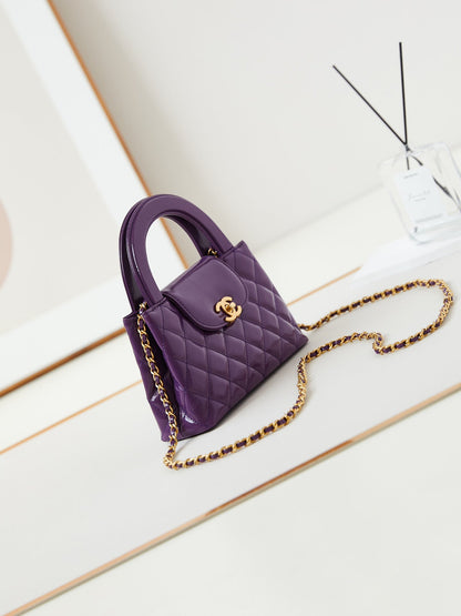CHANEL 24a nano 19cm kelly shopper bag purple lambskin