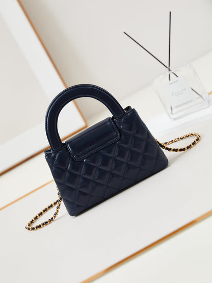 CHANEL 24a nano 19cm kelly shopper bag navy blue lambskin