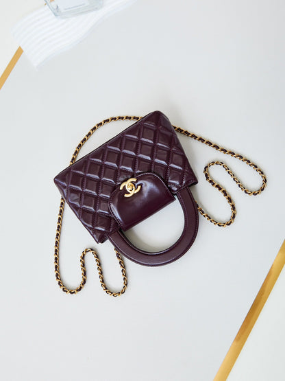 CHANEL 24a nano 19cm kelly shopper bag cherry red lambskin