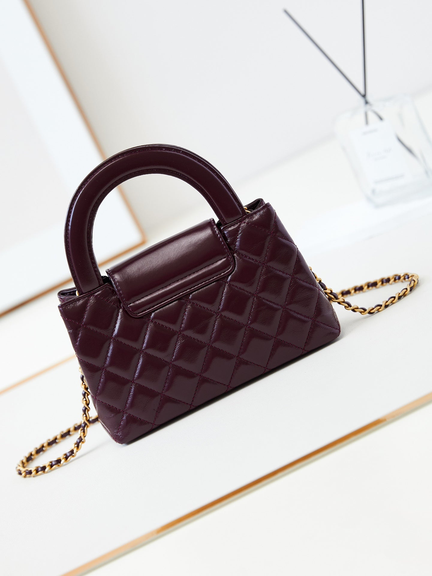 CHANEL 24a nano 19cm kelly shopper bag cherry red lambskin