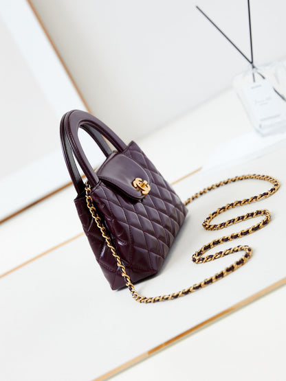 CHANEL 24a nano 19cm kelly shopper bag cherry red lambskin