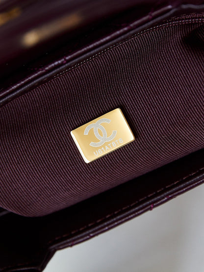 CHANEL 24a nano 19cm kelly shopper bag cherry red lambskin