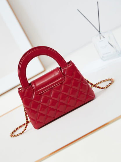 CHANEL 24a nano 19cm kelly shopper bag red lambskin