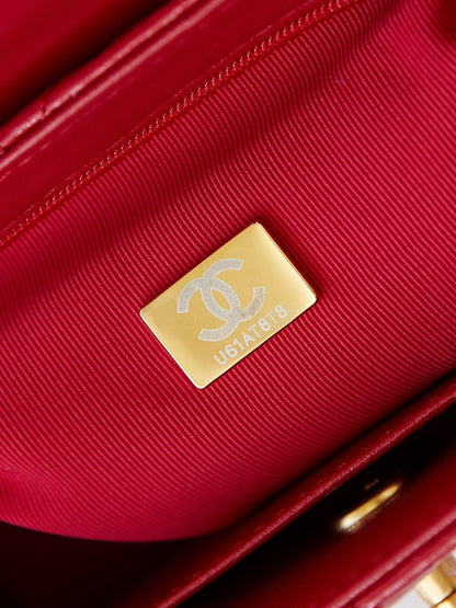 CHANEL 24a nano 19cm kelly shopper bag red lambskin