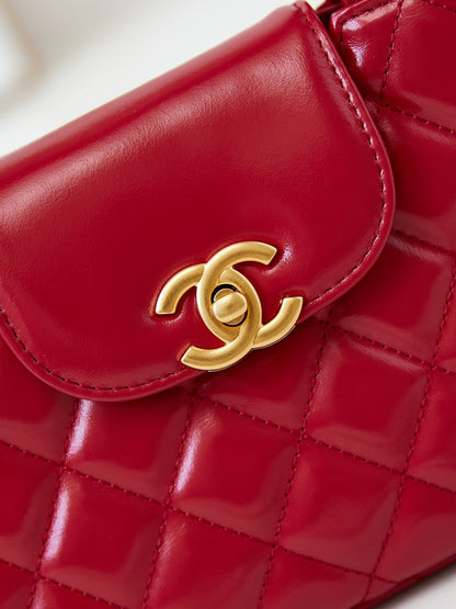CHANEL 24a nano 19cm kelly shopper bag red lambskin