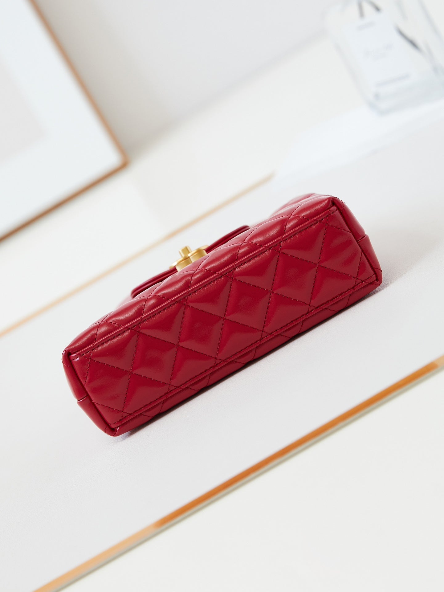 CHANEL 24a nano 19cm kelly shopper bag red lambskin
