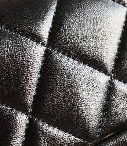 CHANEL 24B Mini Flap Bag With Top Handle 19cm Black Lambskin