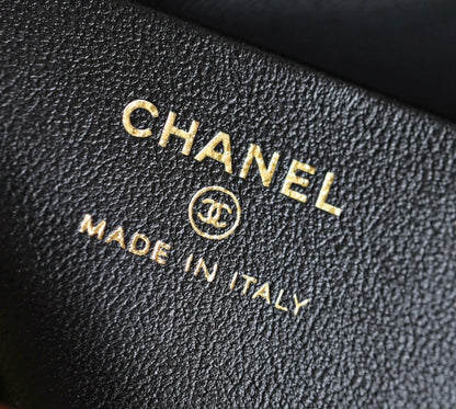 CHANEL 24B Cluth With Chain Black Lambskin Gold Hardware
