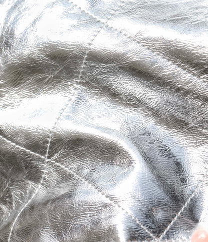 CHANEL 25C Hobo 22 Bag 19cm Silver Metalic Lambskin