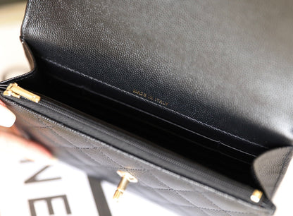 CHANEL 25C Top Handle 18cm Black Grained Calfskin