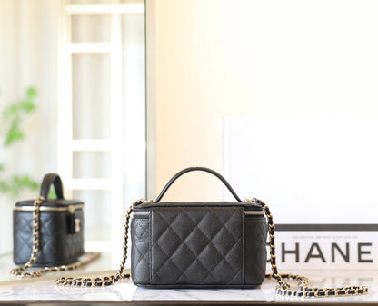 CHANEL 25C Vanity 17cm Black Grained Calfskin