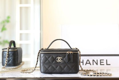 CHANEL 25C Vanity 17cm Black Grained Calfskin