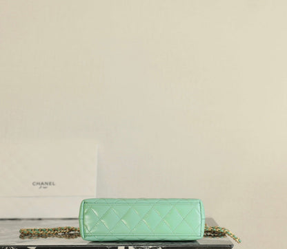 CHANEL 24K Nano 19cm Kelly Shopper Bag Cloud Blue Patent Lambskin