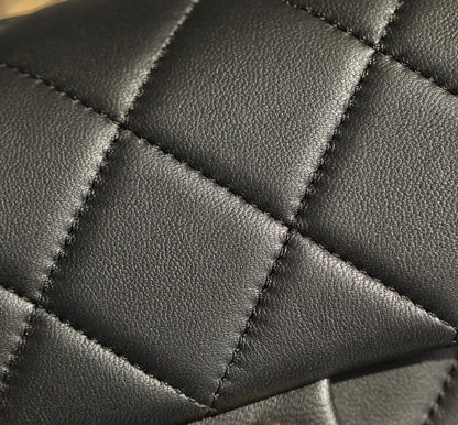 CHANEL 19 Bag 25C 18cm Black Lambskin Gold Hardware