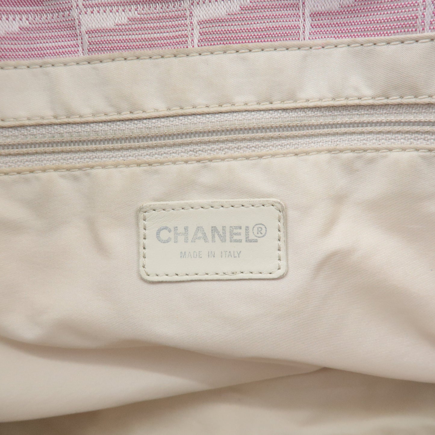 CHANEL New Travel Line Nylon Jacquard Leather Tote Bag MM A15991