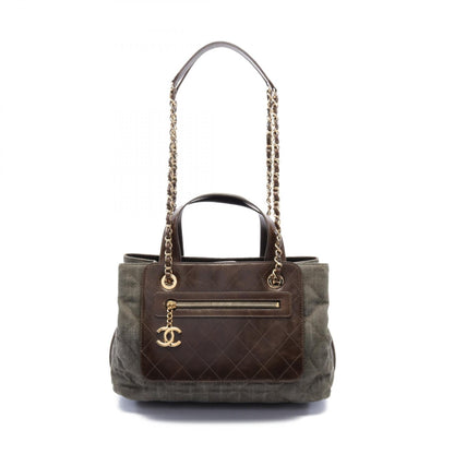 Chanel Matelasse Canvas Leather Shoulder Bag