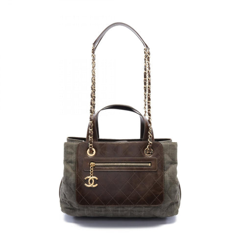 Chanel Matelasse Canvas Leather Shoulder Bag