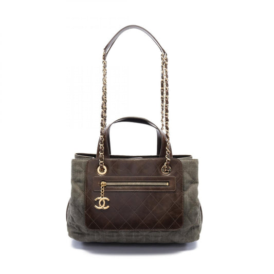 Chanel Matelasse Canvas Leather Shoulder Bag
