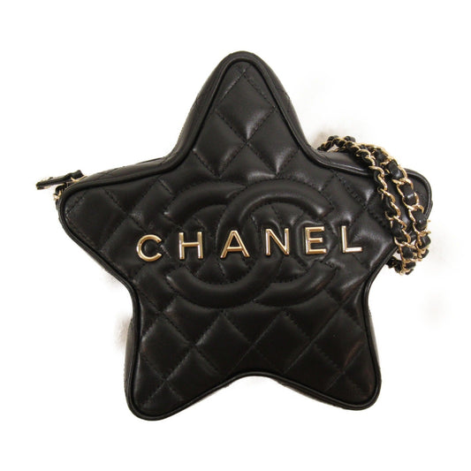 Chanel Star Chain Shoulder Bag Lambskin Black
