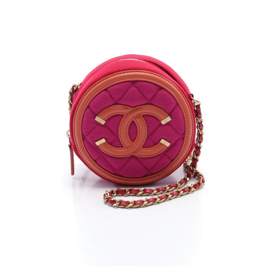 Chanel CC Filigree Fabric Leather Shoulder Bag