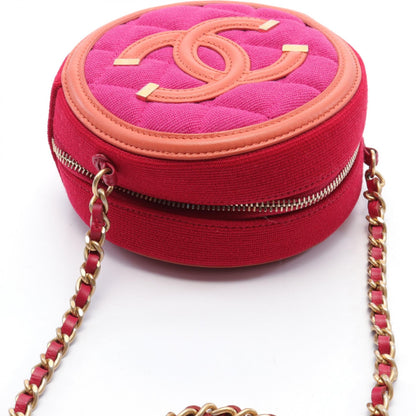 Chanel CC Filigree Fabric Leather Shoulder Bag