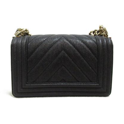 Chanel Boy Caviar Chain Shoulder Bag Black