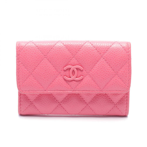 Chanel Caviar Matelasse Card Case Pink