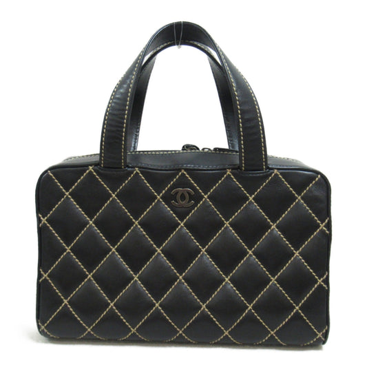 Chanel Wild Stitch Leather Handbag Black