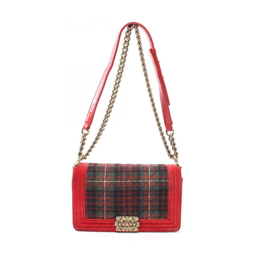 Chanel Boy Matelasse Wool Shoulder Bag A67086
