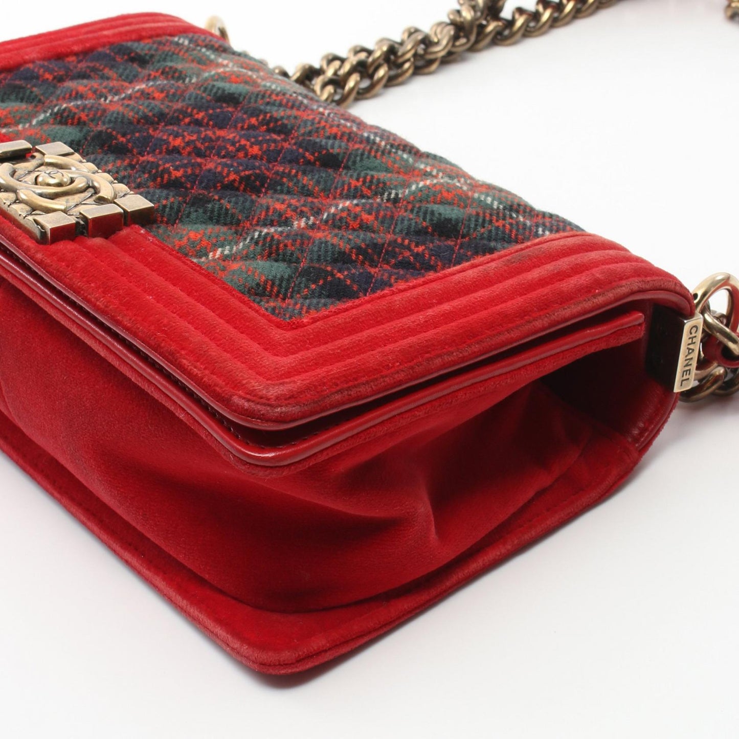 Chanel Boy Matelasse Wool Fabric Shoulder Bag